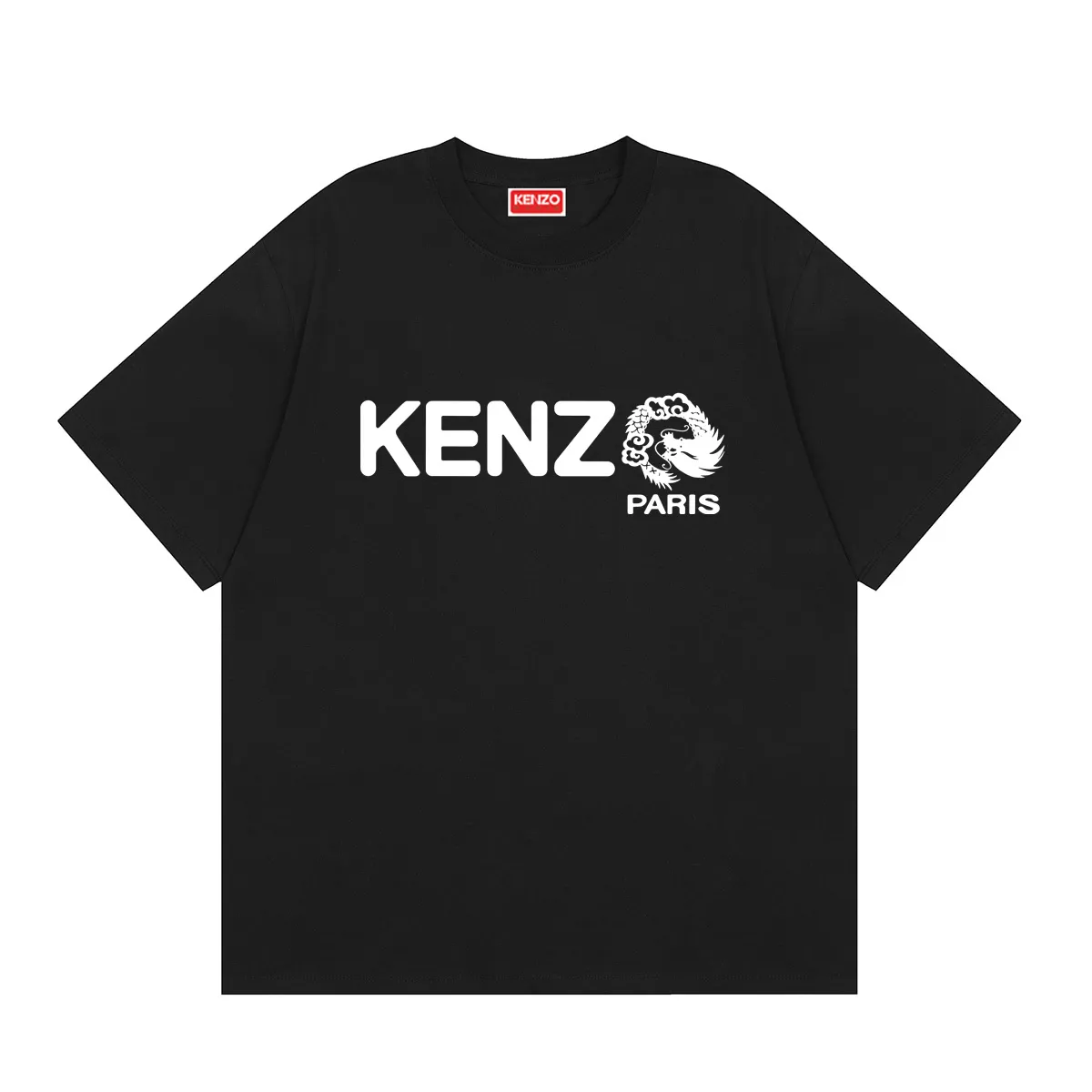 KENZO 24 new spring and summer new products for men and women Same Style dragon letter pattern short-sleeved T-shirt Color: Black Apricot White Tibetan Blue Red Size: M L XL XXL Three Standards Style Number: K 85
